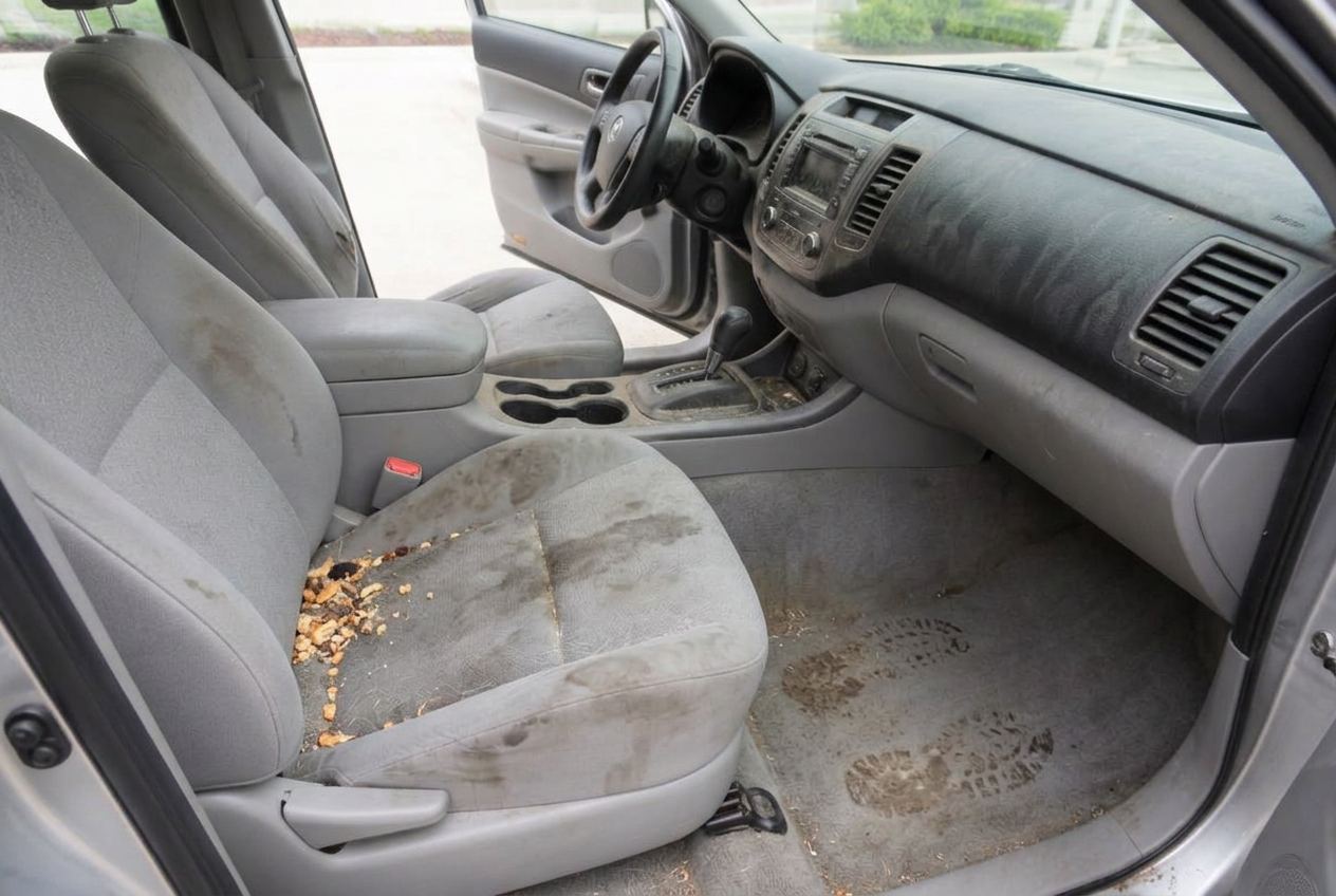 Intérieur de voiture avant nettoyage NovaElite