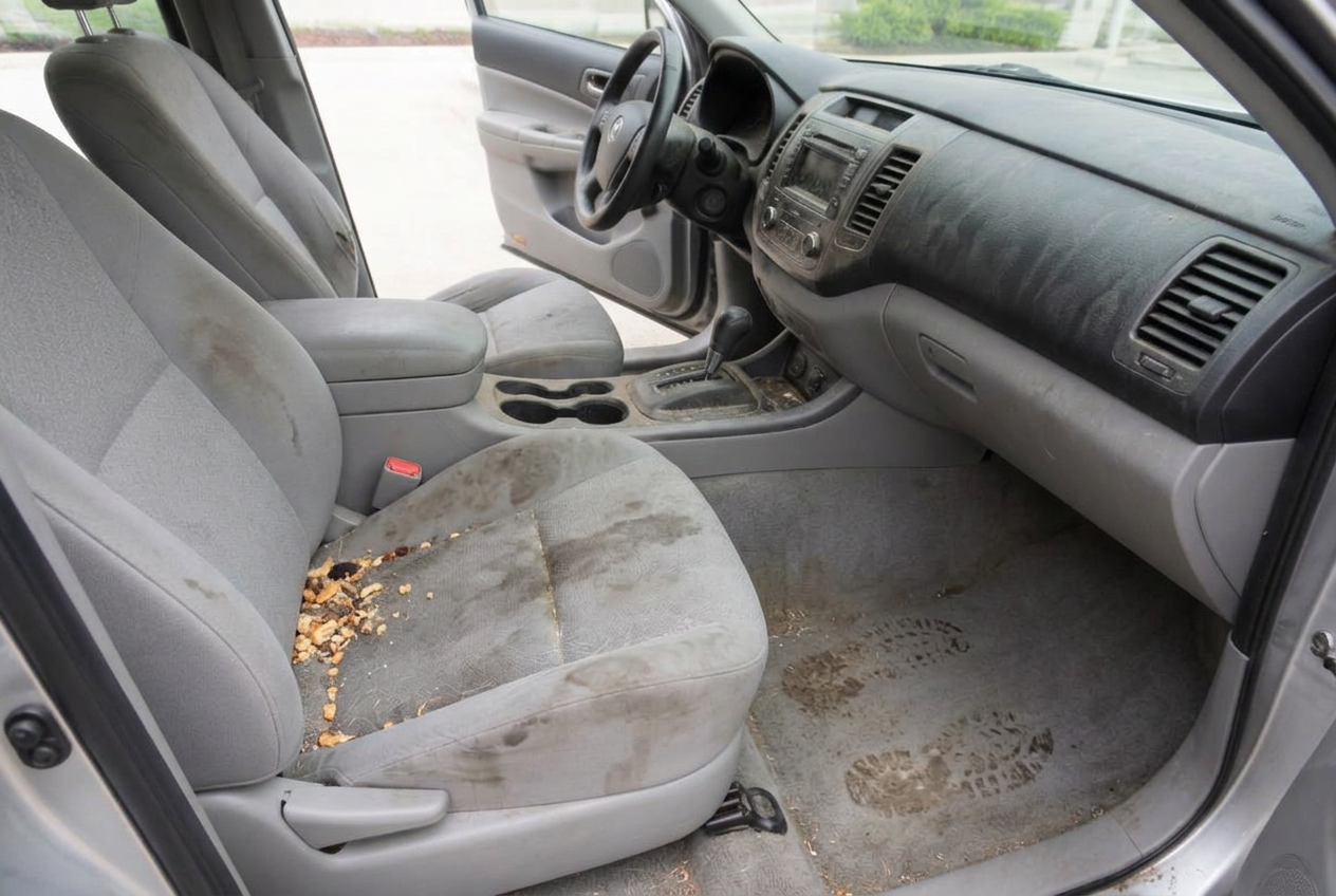 Intérieur de voiture avant nettoyage NovaElite